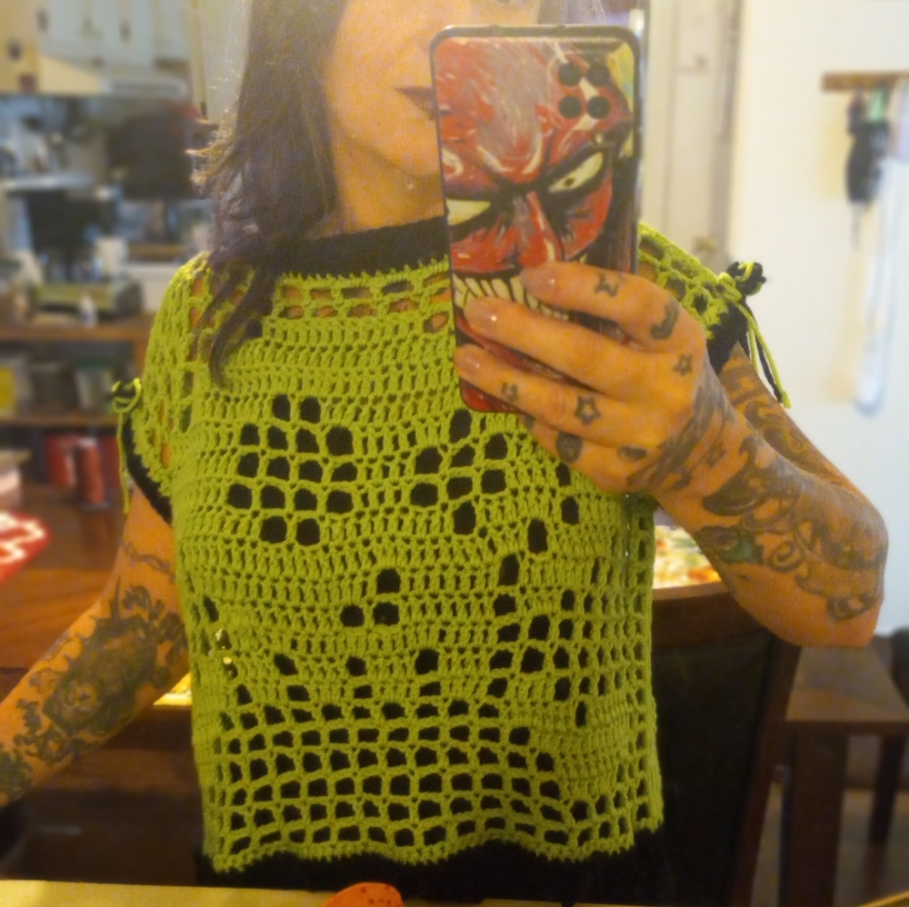 Crochet skully sweater